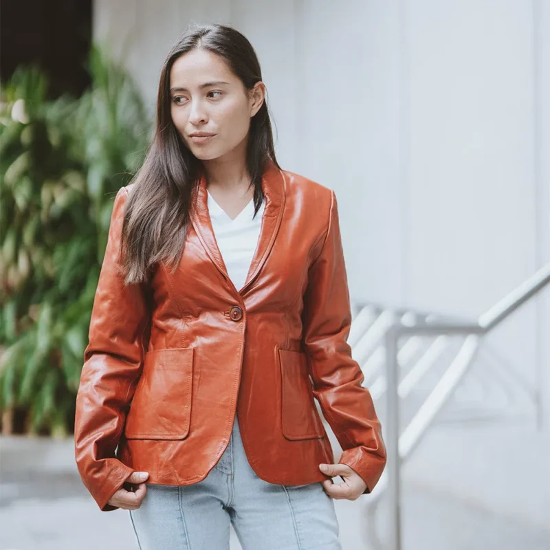 Women's Blazer Leather Jacket