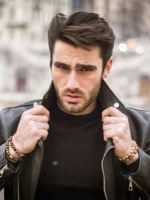 Men's Black Leather Motorbike Jacket