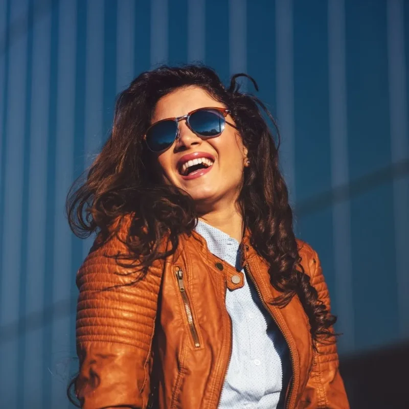 Women's Brown Leather Racer jacket