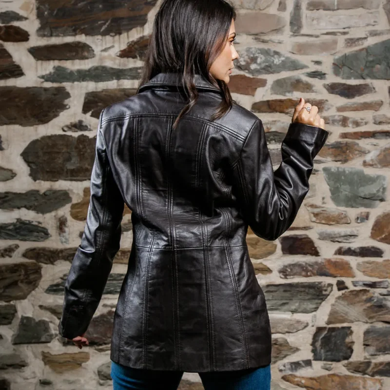 Women's Black Leather Coat