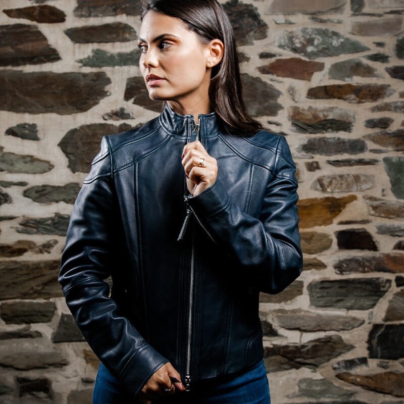 Women's Leather Cafe Racer Jacket