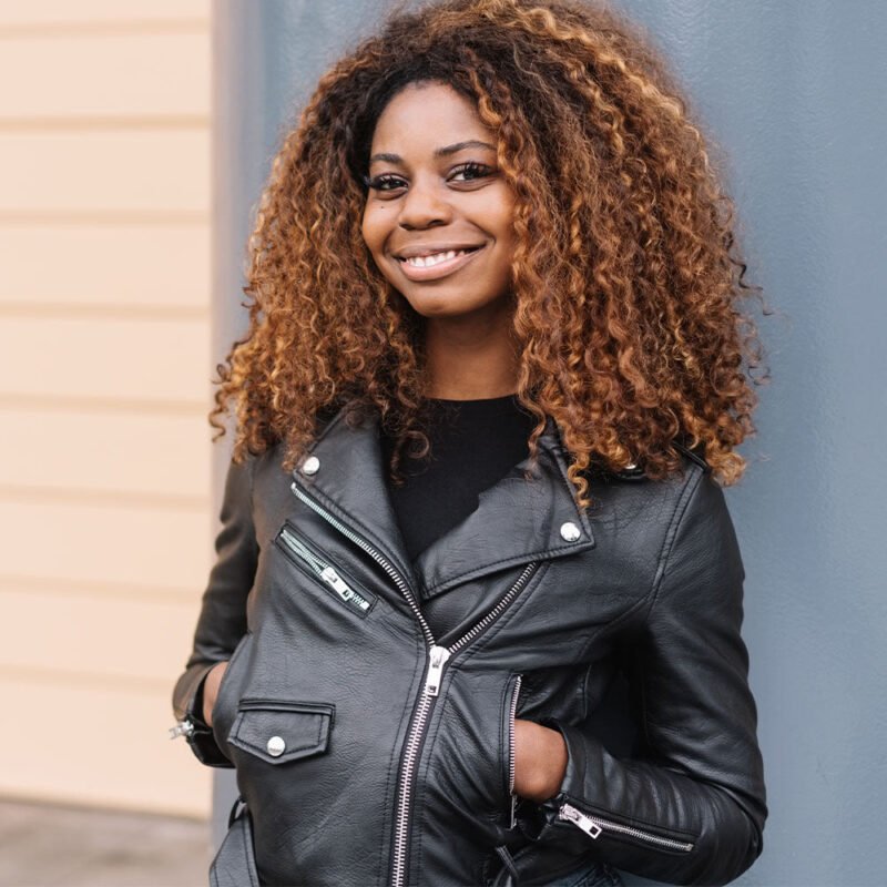 Women's Black Leather Biker Jacket