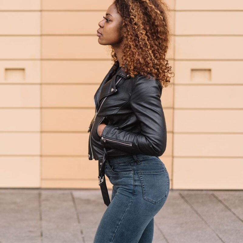 Women's Black Leather Biker Jacket