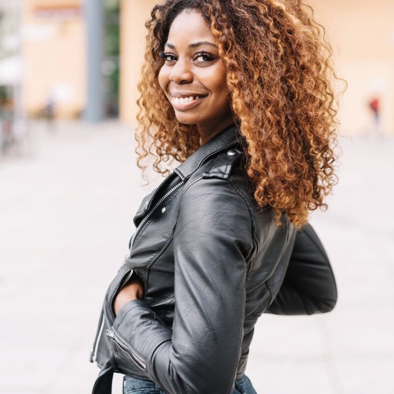 Women's Black Leather Biker Jacket