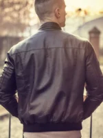 Cafe Racer Bomber Leather Jacket back side