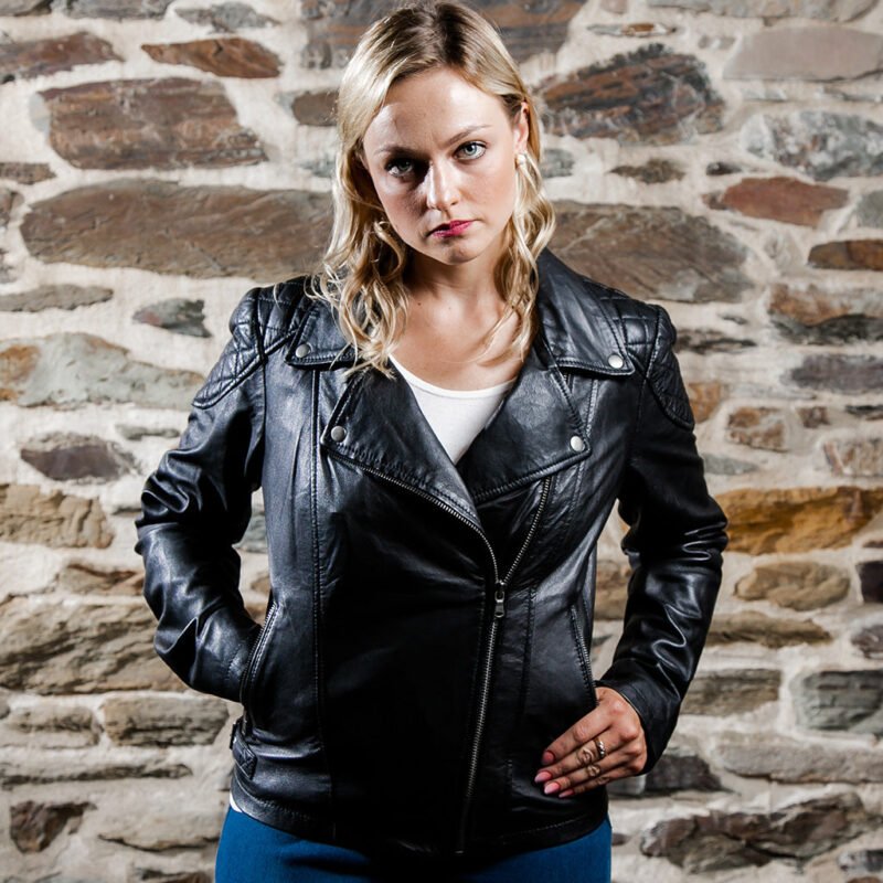 Women Black Leather Biker Jacket