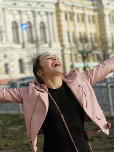 Women Biker Light Pink Leather Jacket