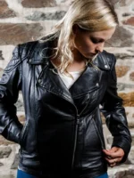 Women Black Leather Biker Jacket