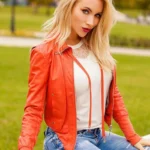 Women Leather Bomber Jacket