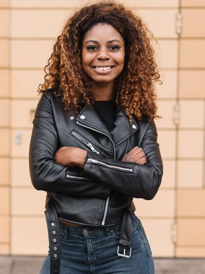 Women’s Black Leather Biker Jacket