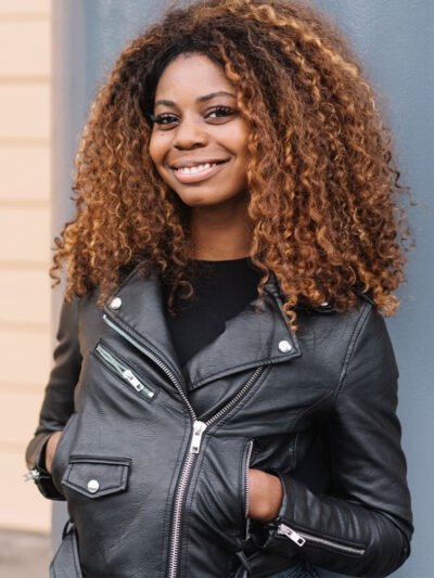 Women’s Black Leather Biker Jacket