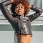 Women’s Brown Cropped Leather Jacket