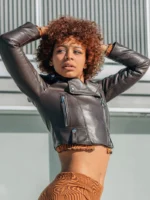 Women’s Brown Cropped Leather Jacket