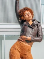 Women’s Brown Cropped Leather Jacket