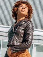 Women’s Brown Cropped Leather Jacket