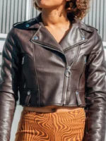 Women’s Brown Cropped Leather Jacket