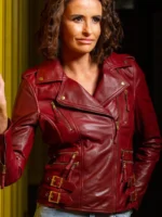 Women’s Burgundy Leather Biker Jacket