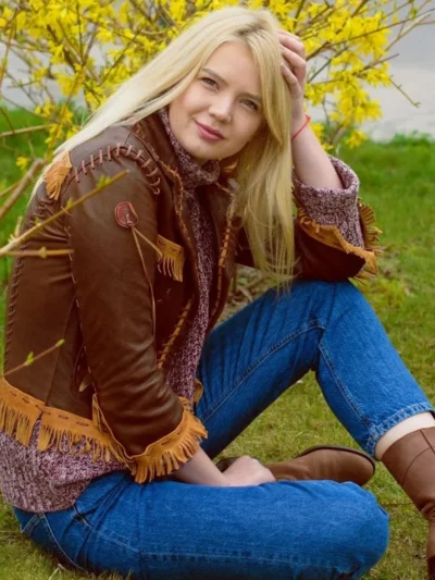 fringe leather jacket women