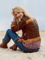 fringe leather jacket for women back