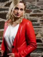 Women’s Collarless Leather Blazer