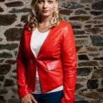 Women’s Collarless Leather Blazer