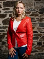 Women’s Collarless Leather Blazer