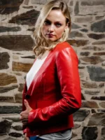 Women’s Collarless Leather Blazer