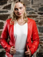 Women’s Collarless Leather Blazer