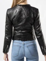 Women’s Collarless Leather Jacket