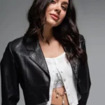 Women's Cropped Leather Blazer