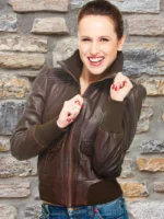 Women’s Cropped Leather Bomber Jacket