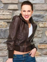 Women’s Cropped Leather Bomber Jacket
