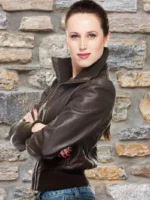 Women’s Cropped Leather Bomber Jacket