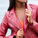 Women's Burgundy Leather Biker Jacket - Genuine Moto Jacket