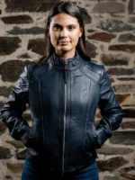 Women's Leather Cafe Racer Jacket