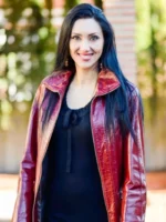Women's Burgundy Leather Car Coat