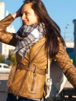 Women’s Long Leather Biker Jacket
