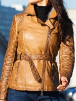 Women’s Long Leather Biker Jacket