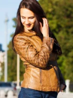 Women’s Long Leather Biker Jacket
