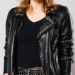 Women’s Studded Leather Biker Jacket