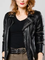 Women’s Studded Leather Biker Jacket