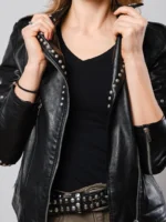 Women’s Studded Leather Biker Jacket