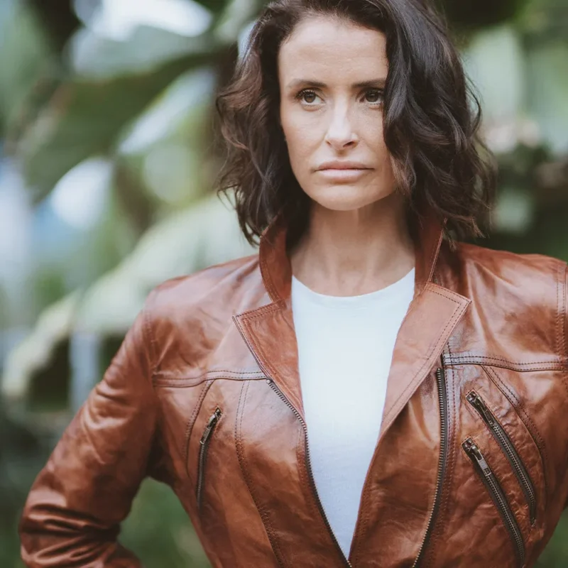 Women's Brown Biker Leather Jacket