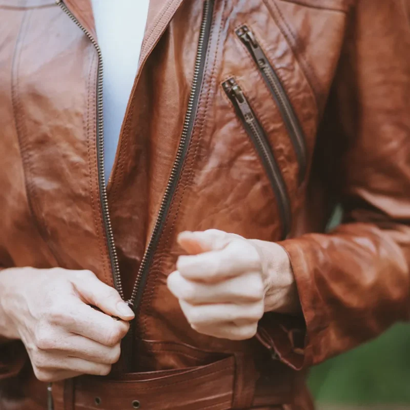 Women's Brown Biker Leather Jacket