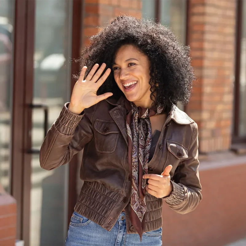 Women's Leather Bomber Jacket