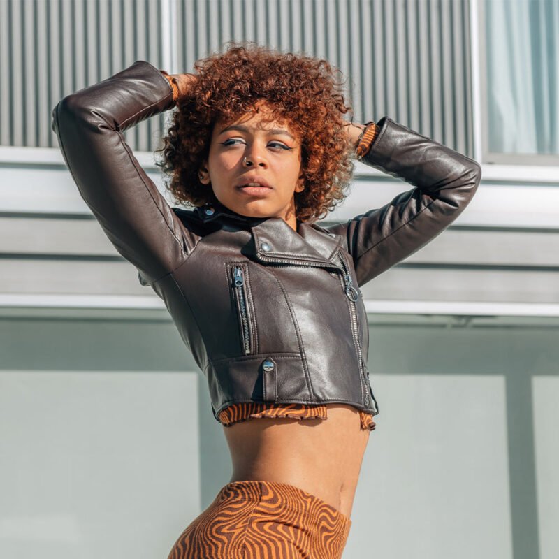 Women's Brown Cropped Leather Jacket