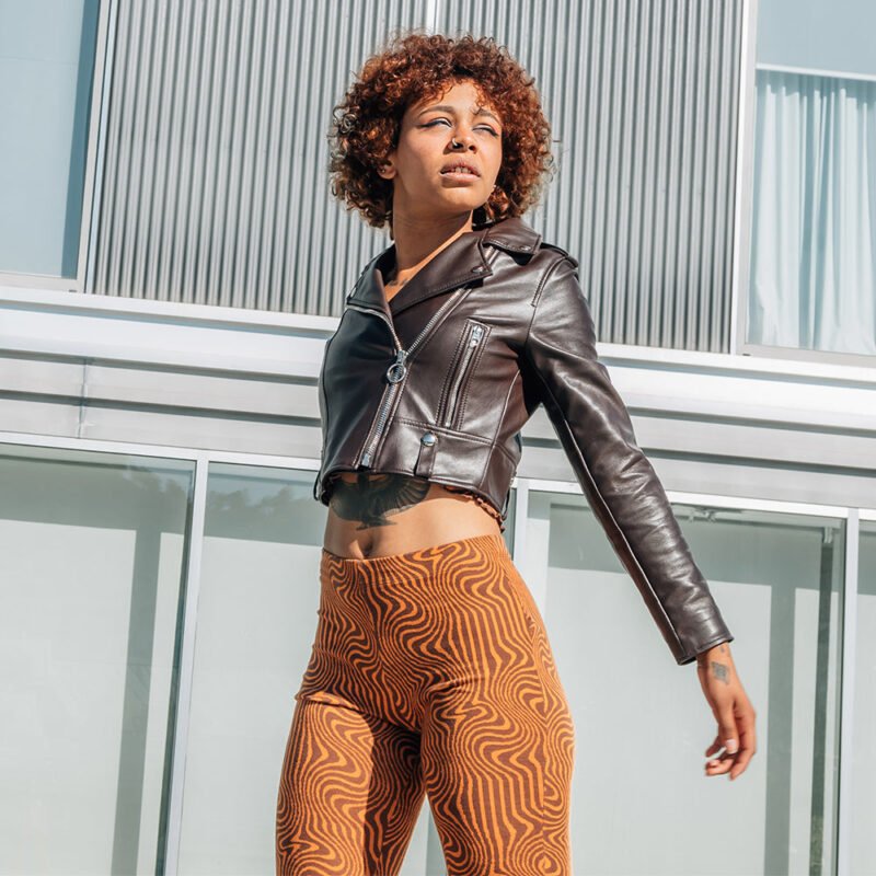 Women's Brown Cropped Leather Jacket