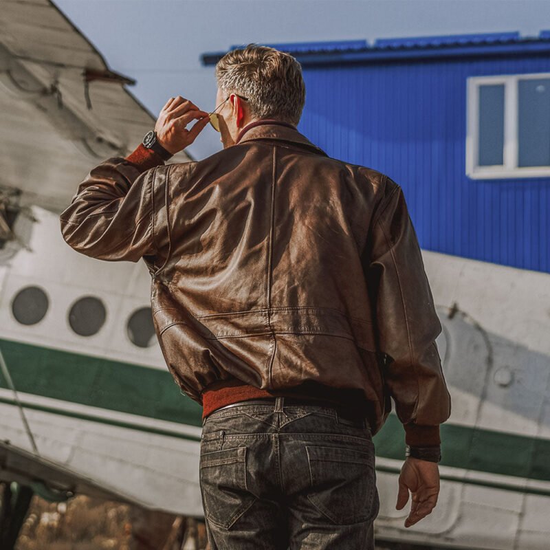 Men's Leather Bomber Jacket