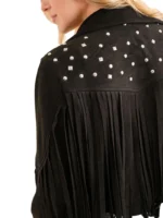 Studded Fringe Open Western Jacket