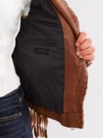 Leather Fringe Jacket - Cognac